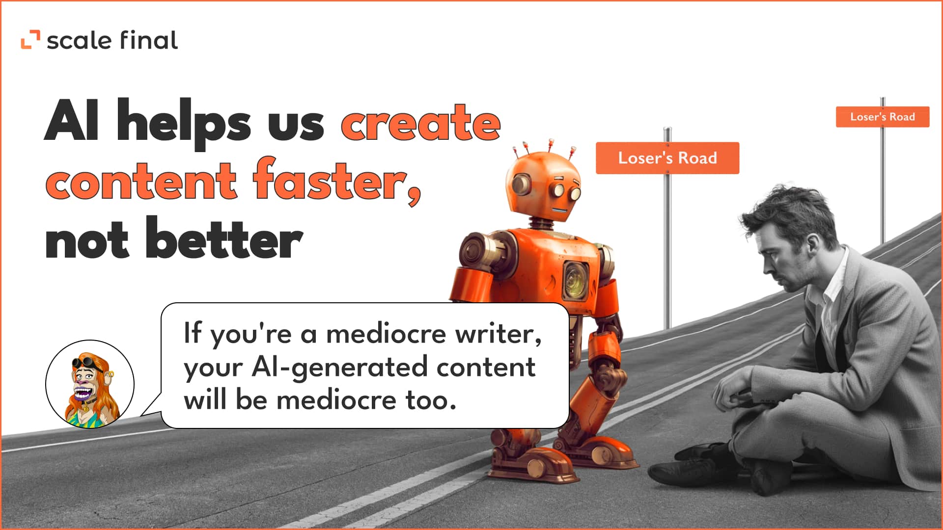AI helps us create content faster, not better. If you're a mediocre writer, your AI-generated content will be mediocre too.