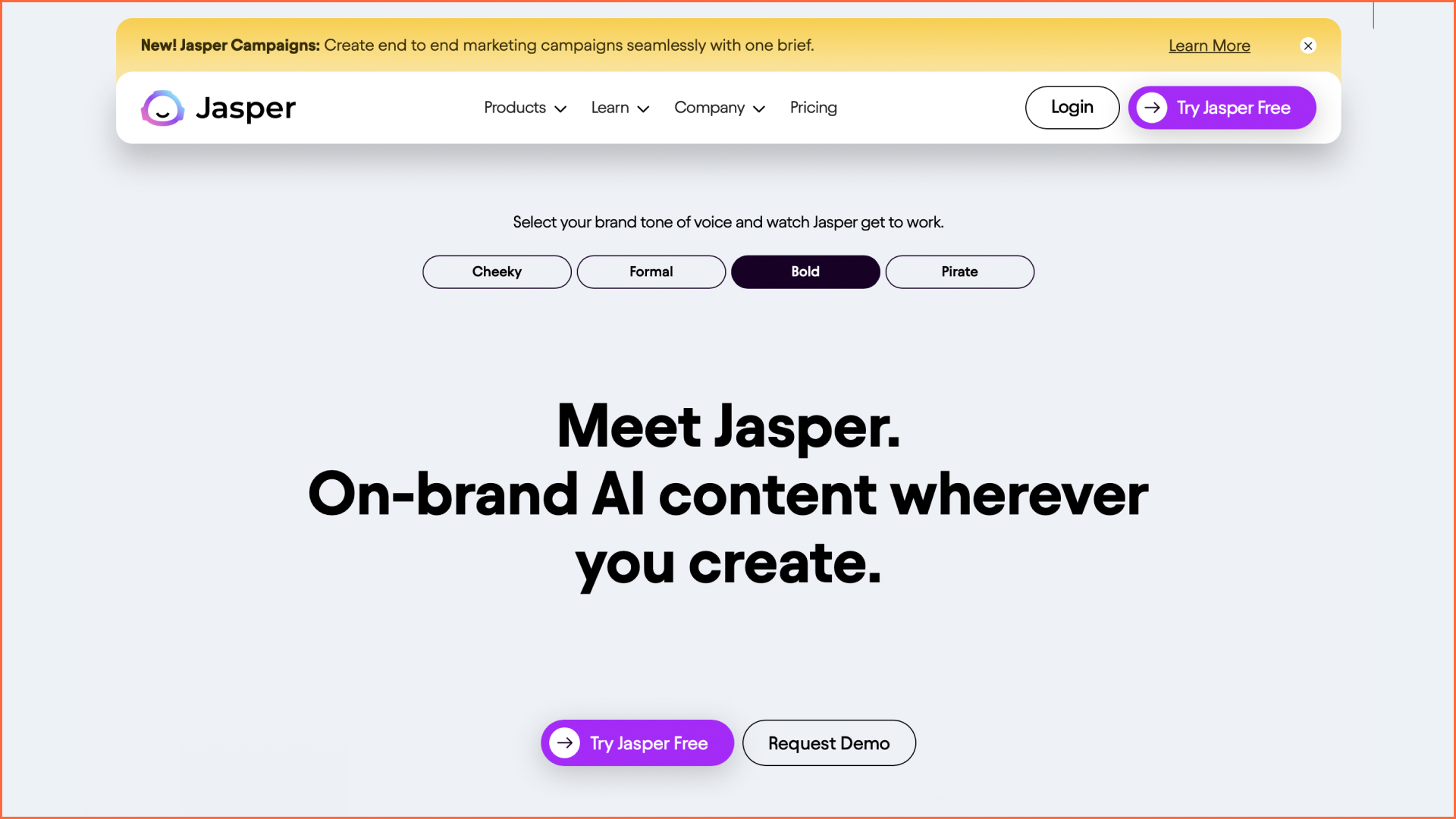 Jasper AI for SEO writing assistant homepage
